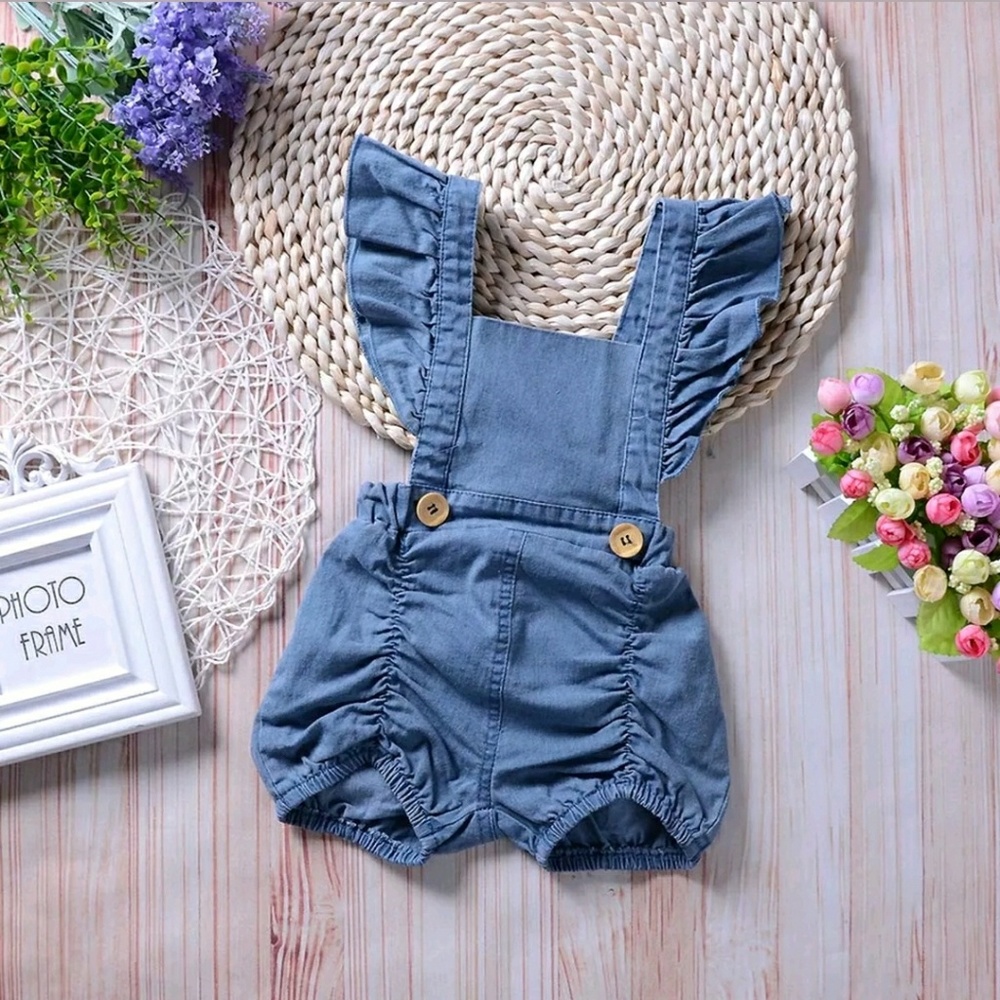 The Macie - Baby Girl Denim Romper Jumpsuit